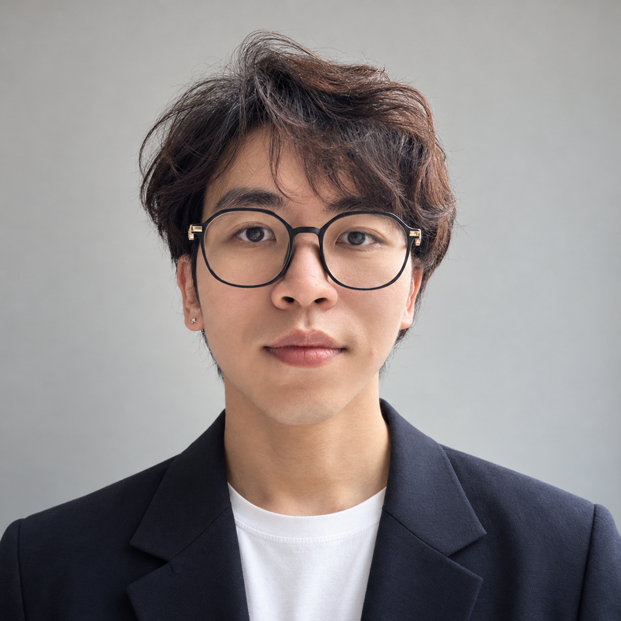 Portrait of Kevin Luong wearing glasses and a navy blazer